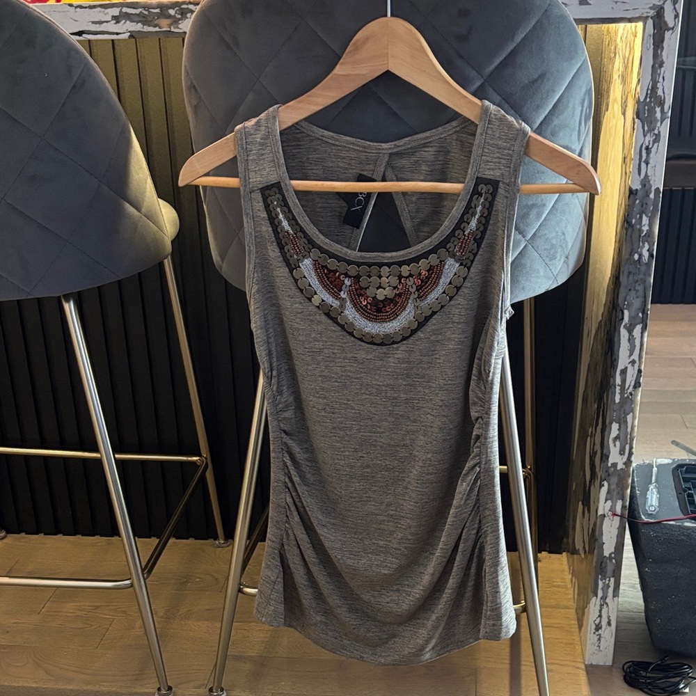 BCX Gray Embellished Tank Top